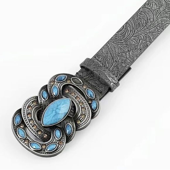 Pu Leather Boho Western Cowgirl Gemstone Belt - Picture 3 of 5